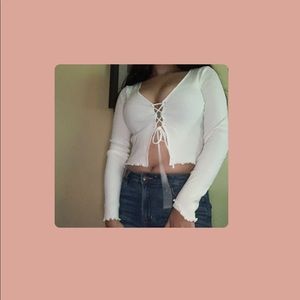 White cropped long sleeve